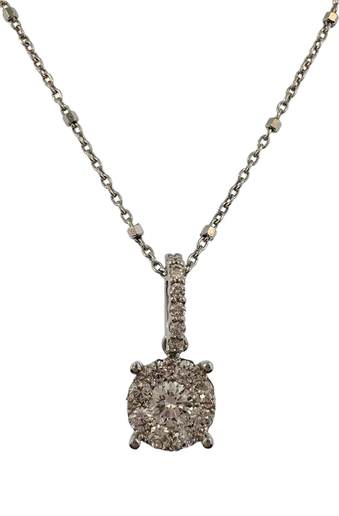 Round Diamond Cluster Pendant Necklace