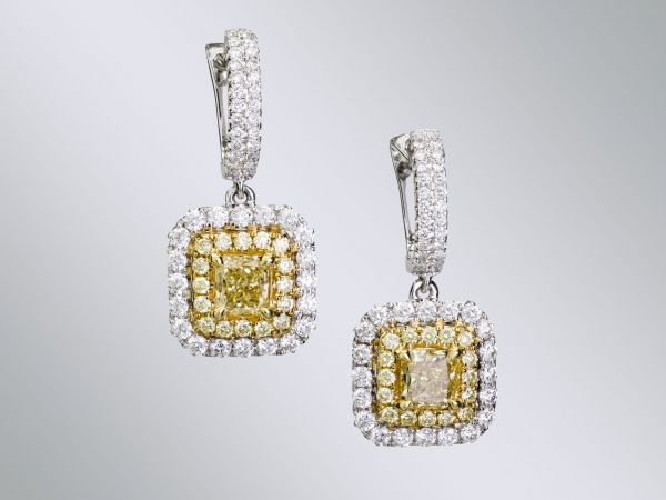 RECENTLY SOLD YELLOW AND WHITE DIAMOND EARRINGS