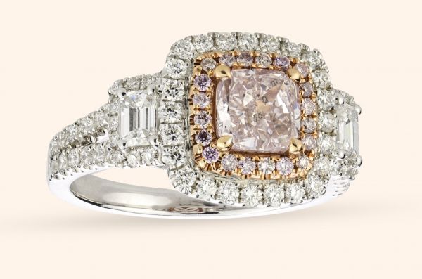 18kt White and Rose Gold Natural Pink Diamond Ring