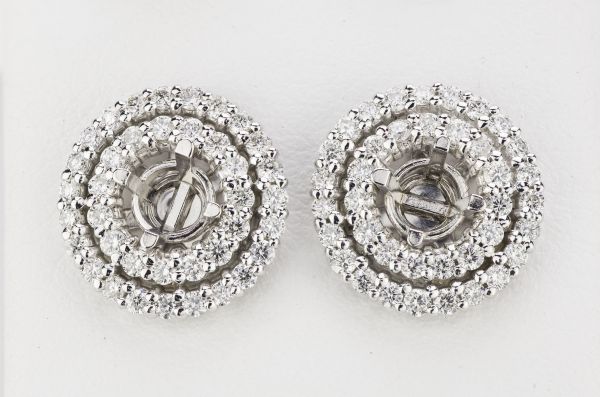 14kt White Gold Double Halo Earring Jackets