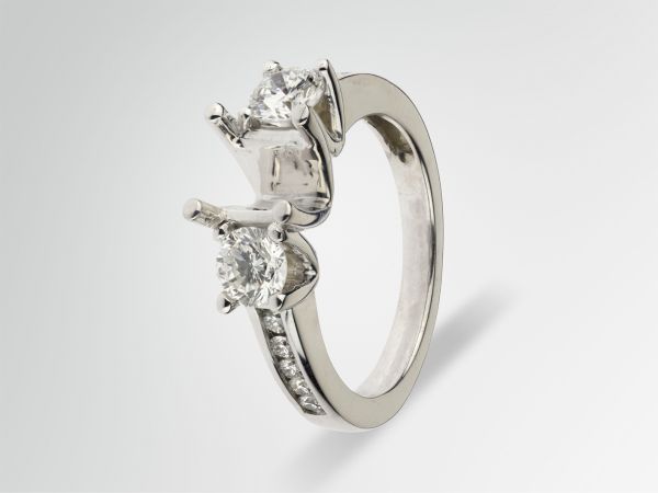 14kt White Gold Three Stone Diamond Engagement Ring
