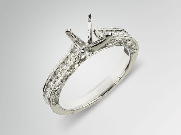 14kt White Gold Cathedral Engagement Ring