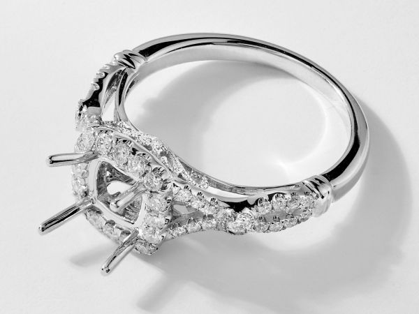 14kt White Gold Cushion Cut  Halo Infinity Engagement Ring