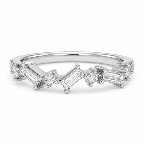Round and Baguette Diamond Band