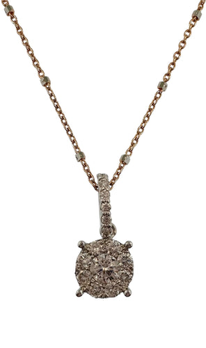 Round Diamond Cluster Pendant Necklace