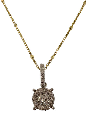 Round Diamond Cluster Pendant Necklace