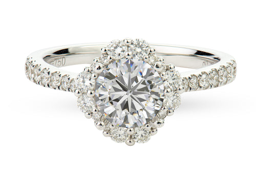 Round Diamond Halo with Graduated Shank Engagement Ring