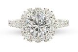 Cushion Halo Split Shank Round Diamond Engagement Ring