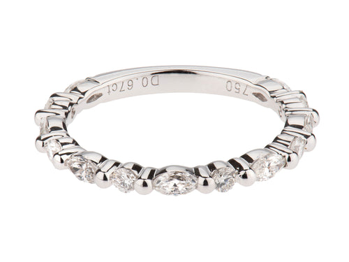 Round and Marquise Diamond Wedding Band