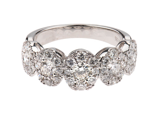 Round Diamond Oval Shaped Cluster Ring