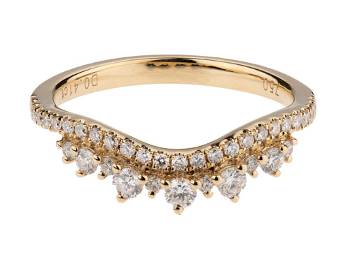 Contoured Round Diamond Wedding Band