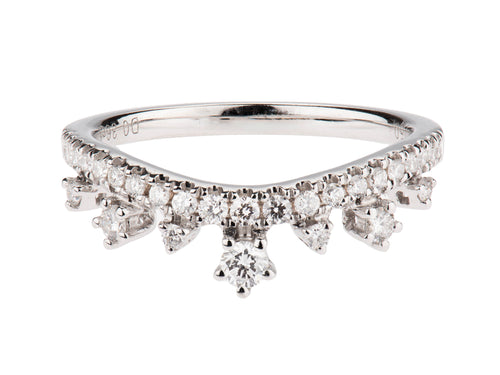 Contoured Round Diamond Wedding Band