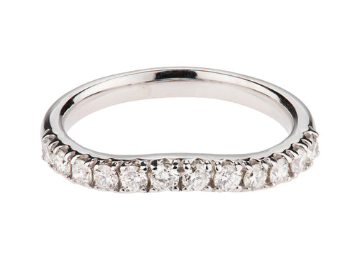 Contoured Round Diamond Wedding Band