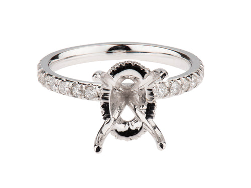 Oval Shaped Round Diamond Hidden Halo Engagement Ring
