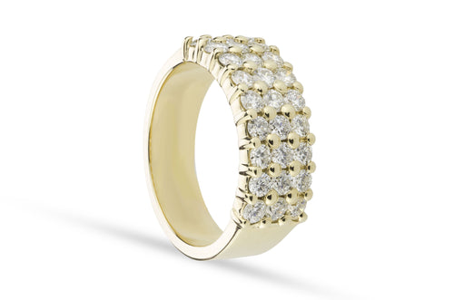 Three-Row Round Diamond Ring