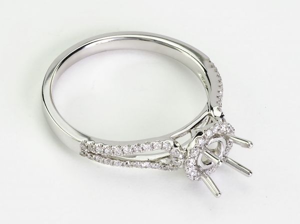 14kt White Gold Round Halo With A Loop Shank Engagement Ring