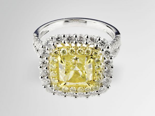 18kt White and Yellow Gold Natural Yellow Diamond Ring