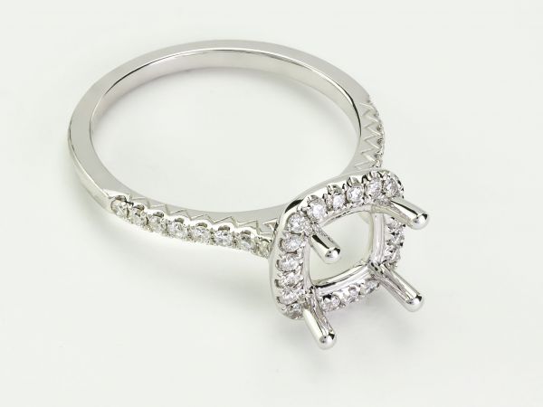 14kt White Gold Square Halo Engagement Ring
