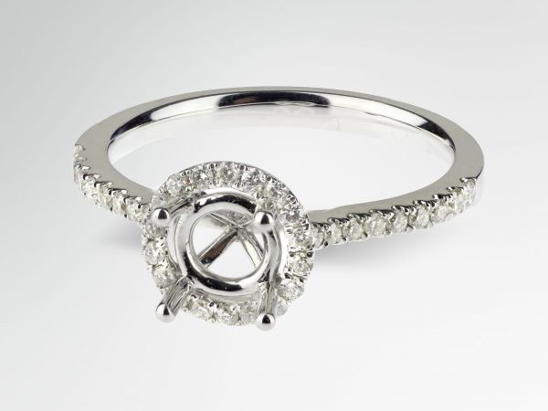 14kt White Gold Round Halo Engagement Ring
