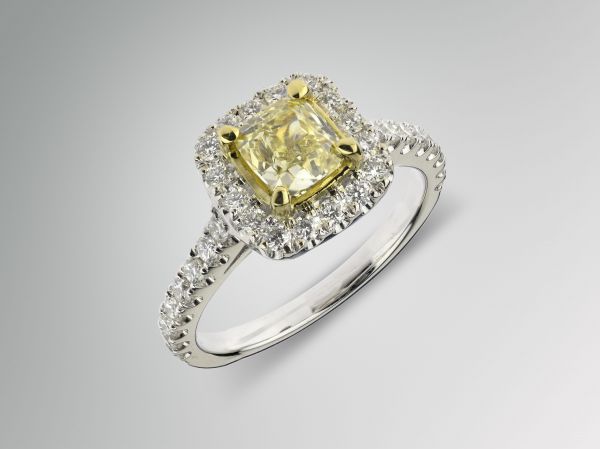18kt White and Yellow Gold Natural Yellow Diamond Ring